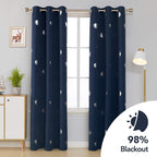 Deconovo Thermal Insulated Palm Fan Foil Print Curtain Room Darkening Grommet - Image 2