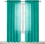 DWCN Teal Sheer Curtains Semi Transparent Voile Rod Pocket Curtains - Image 9