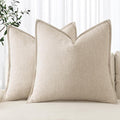 MIULEE Decorative Linen Euro Sham Pillow Covers 22x22 Inch Natural Beige Boho by MIULEE