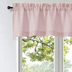 OWENIE Bob Valance Curtains 18 Inch Length 1 Piece, Faux Linen Slub Solid Blush by OWENIE