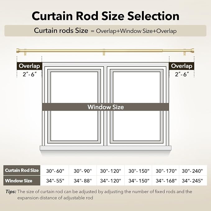 IFELS Heavy Duty Curtain Rods for Windows 72 to 144 Inch, 1 Inch Adjustable - Image 5