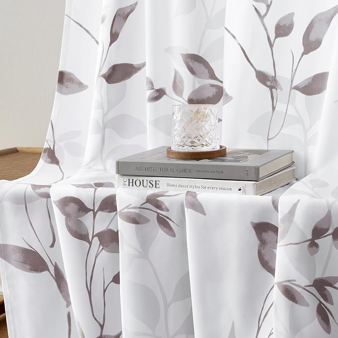 HOMEIDEAS Non-See-Through Dry Rose and White Privacy Sheer Curtains 52 X 84 - Image 5