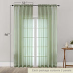Sheer Green Curtains for Bedroom Living Room 90 Inches Long 2 Panels Set - Image 5