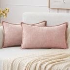 MIULEE Pack of 2 Couch Throw Pillow Covers 12x20 Inch Pink Valentine Farmhouse by MIULEE