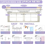 TVWOO 2 Pack Wrap Around Curtain Rods, 5/8 Inch Adjustable Blackout Curtain Rod - Image 3