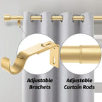 GEEBOBO Gold Curtain Rods for Windows 48 to 84 Inch, 1 Inch Adjustable Heavy - Image 2
