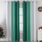 Estelar Textiler Green and Greyish White Gradient Blackout Curtains - Image 2
