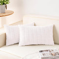 Pack of 2 Corduroy Decorative Throw Pillow Covers 12x20 Inch Soft Striped by Unknown