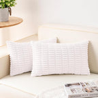 Pack of 2 Corduroy Decorative Throw Pillow Covers 12x24 Inch Soft Striped by Unknown