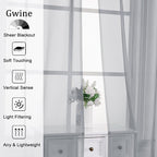 Gwine Light Grey Sheer Curtains 84 Inches Long 2 Panels Set - Image 2
