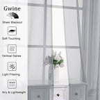 Gwine Light Grey Sheer Curtains 30 Inch Length, Short Light Filtering Voile - Image 3