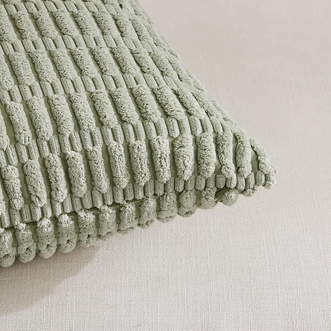 Fancy Homi 4 Packs Sage Green Decorative Throw Pillow Covers 24x24 Inch - Image 4