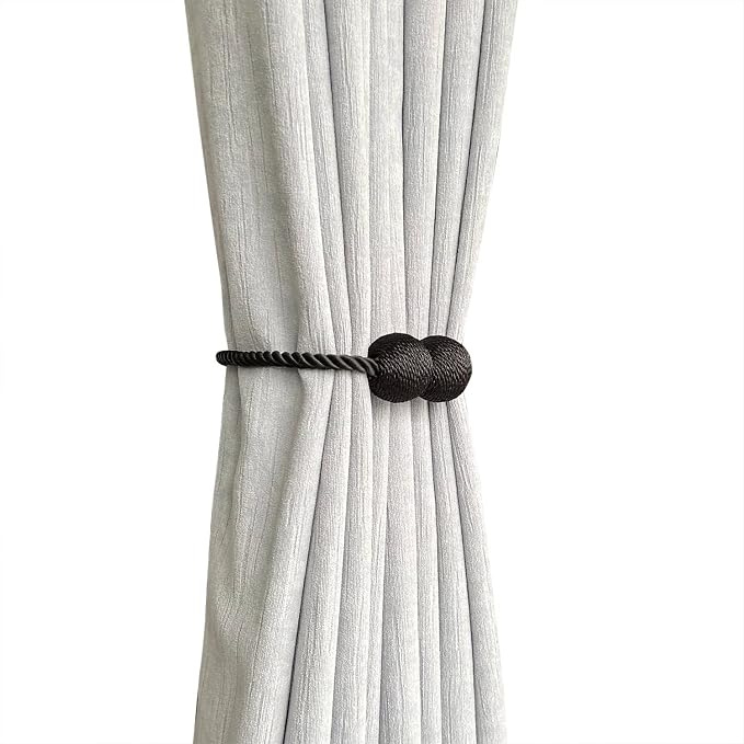 Melaluxe 4 Pack Magnetic Curtain Tiebacks, Decorative Curtain Holdbacks - Image 2