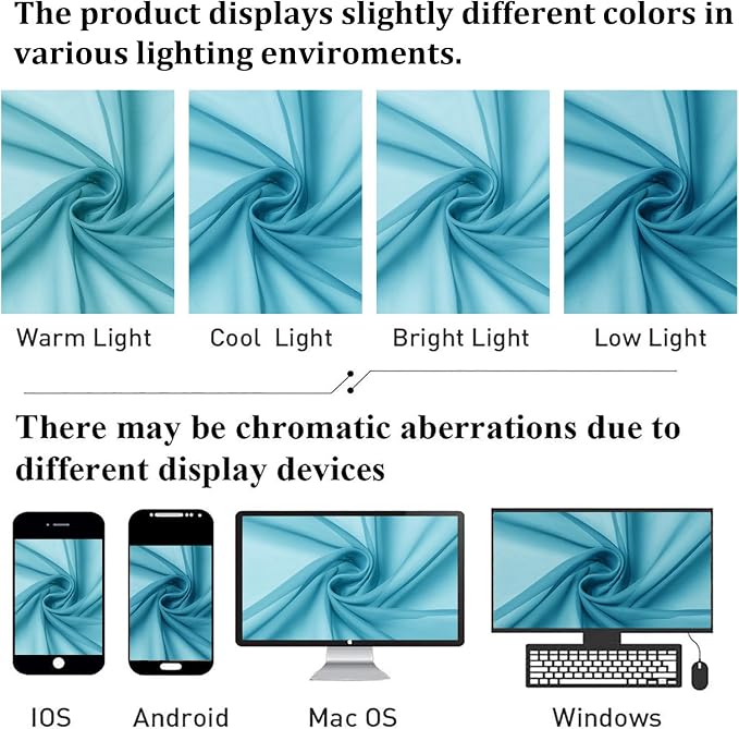 Lecloud Turquoise Sheer Curtains 90 Inches Long 2 Panels, Elegant Gauzy Airy - Image 7