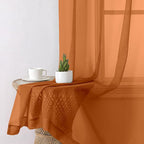 Aiyufeng Orange Sheer Curtains 63 Inch Length 2 Panels Set, Light Filtering - Image 4