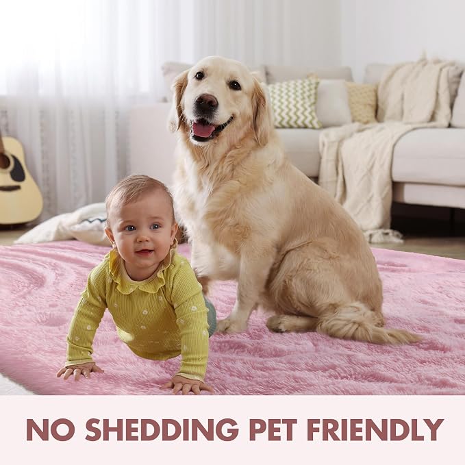 8x10 Ft Extra Large Pink Rugs for Living Room Girls, Shag Fluffy Area Rug for - Image 6