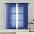 Sheer Curtains 63 Inch Length 2 Panels Set - Image 2