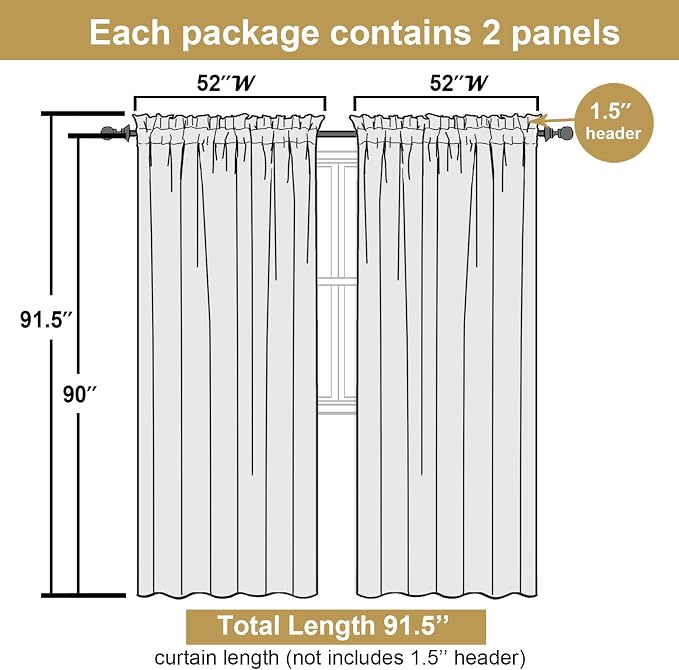 Lecloud Leia Black Sheer Curtains 90 Inches Long 2 Panels, Airy Leaf Textured - Image 2