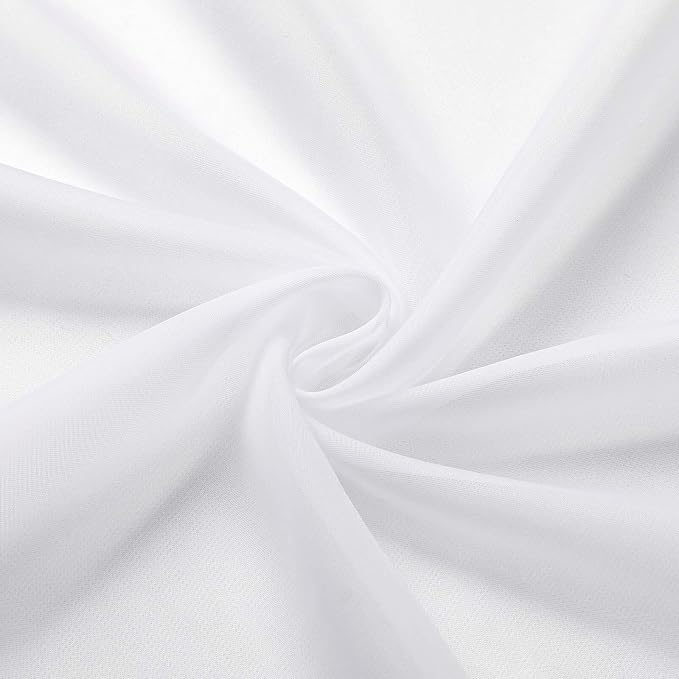 White Kitchen Curtains 30 Inch Length Tier 2 PCS, Solid Soft Airy Half Curtains - Image 9