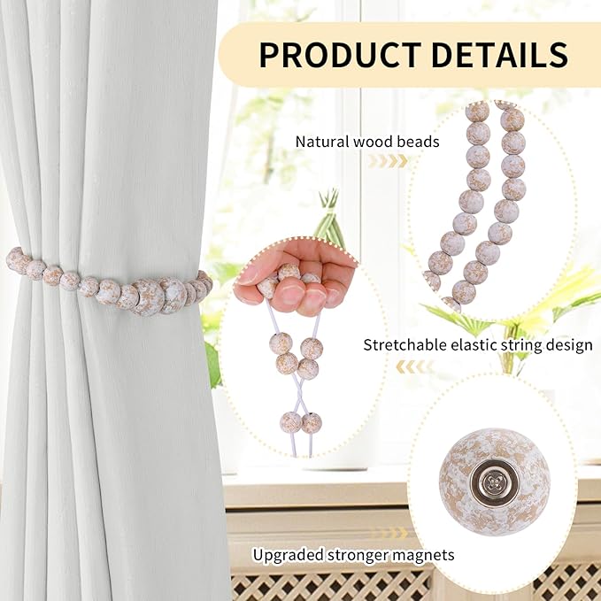 Magnetic Curtain Tiebacks, 4 Pack Curtain Holdbacks - Image 5