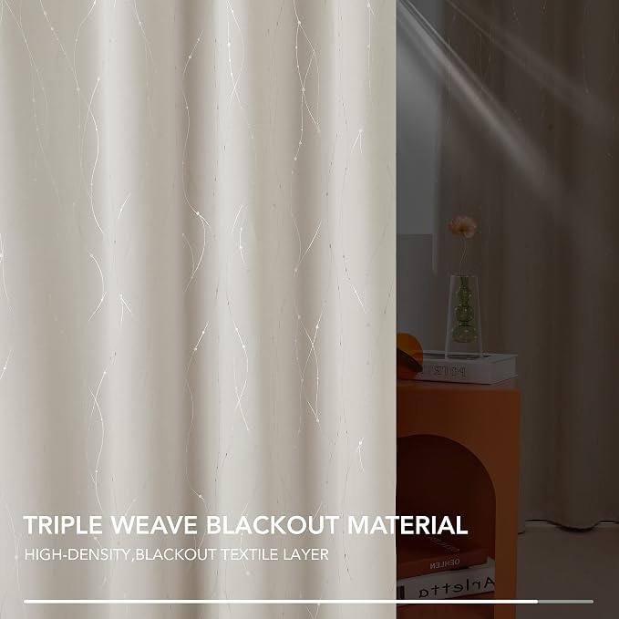 Deconovo Beige Blackout Curtains, Room Darkening Curtain, Thermal Insulated - Image 6