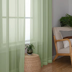 Chyhomenyc Light Green Sheer Curtains 36 inch Length 2 Panels Set, Light - Image 8