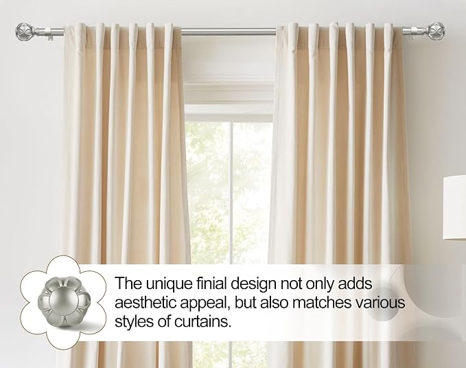KAMANINA 1 Inch Curtain Rod Telescoping Single Drapery Rod 28 to 48 Inches - Image 3