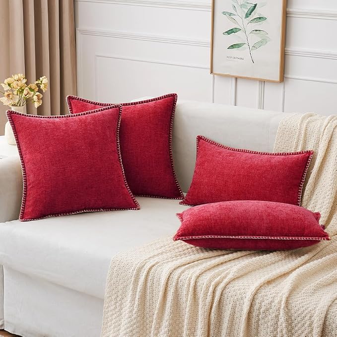 MIULEE Pack of 2 Christmas Pillow Covers 20x20 Inch Red Farmhouse Decorative - Image 8