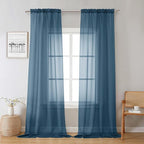 Lecloud Dusty Blue Sheer Curtains 96 Inches Long 2 Panels, Light Filtering by Lecloud
