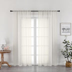OWENIE Ivory Sheer Curtains 72 Inches Long 2 Panels, Transparent Voile Sheer by OWENIE