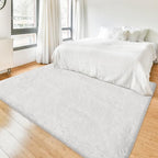 White Rug for Bedroom 4x6ft Fluffy Area Rug Mat Bedside Throw Rug for Living by JiaoBaba