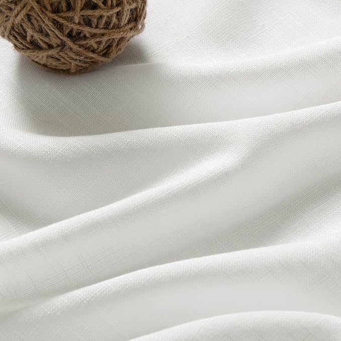 Solid Off White Curtains 96 Inches Long 2 Panels Back Tab Sheer Linen Curtain - Image 5