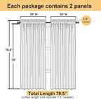 Lecloud White Sheer Curtains 78 Inches Long 2 Pcs, Elegant Window Treatments - Image 2