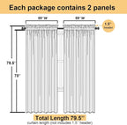 Lecloud Ivory Sheer Curtains 78 Inches Long 2 Pcs, Rod Pocket Light Filtering - Image 2
