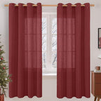 LAMIT Burgundy Red Linen Curtains 72 Inch by LAMIT