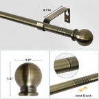 Antique Brass Curtain Rods for Windows 48 to 88, Adjustable 5/8 inch Brushed - Image 2