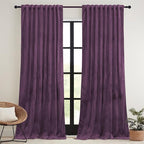 RYB HOME Purple Velvet Curtains 84 inches, Back Tab Soft Fabric Room Darkening - Image 2