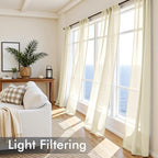 MIULEE Light Cream Sheer Curtains 84 Inches Long, 4 Panels Set, Light Filtering - Image 4