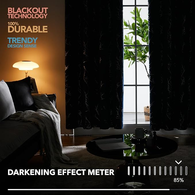 Deconovo Black Out Curtains for Kitchen, 42 x 45 Inch Length 2 Panels Set - Image 4