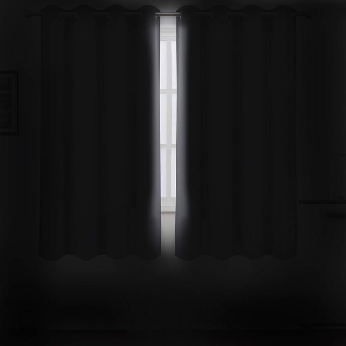 LEMOMO Grey Blackout Curtains 52 x 63 Inch/Gray Curtains Set of 2 Panels/Room - Image 3