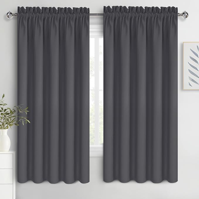 DWCN Bedroom Blackout Curtains 60 x 63 Inches Length 2 Panels Set, Solid by DWCN