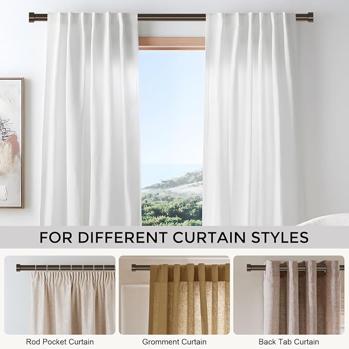 VOIIY Bronze Curtain Rods for Windows 28 to 48 Inch, Size:30-60 Inch, Antique - Image 6