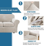 H.VERSAILTEX Velvet 4 Piece High Stretch Sofa Slipcover Cover Furniture - Image 3