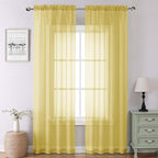 Lecloud Yellow Sheer Curtains 90 Inches Long 2 Panels, Gauzy Light Filtering by Lecloud