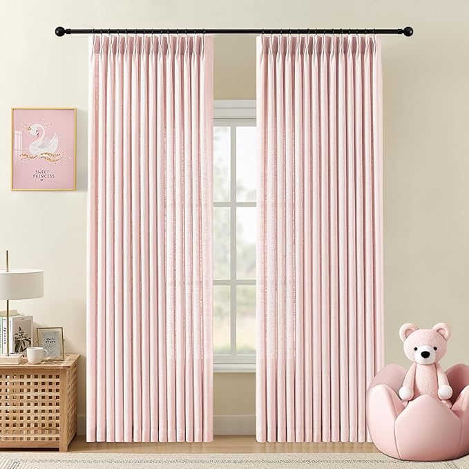 IVAPUPU Light Pink Pinch Pleated Curtains 90 Inch by IVAPUPU