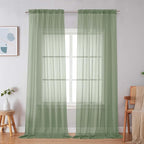 Simplebrand Sage Green Sheer Curtains 96 Inches Long, Light Filtering Rod by Simplebrand