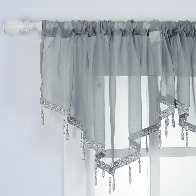 Molaxhome Swag Curtain 51 inch Length Rod Pocket Scalloped Curtain Valance - Image 6