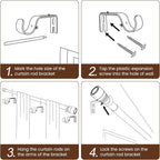 Hradecti Silver Curtain Rod 30-144 inch 2 Pack, Fit 30 to 142, 66 to 120 inch - Image 6
