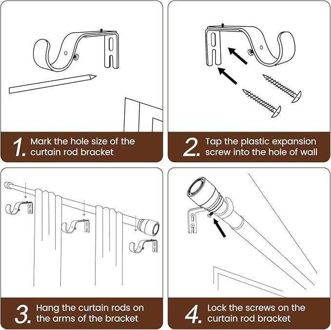 Hradecti Silver Curtain Rod 30-144 inch 2 Pack, Fit 30 to 142, 66 to 120 inch - Image 6