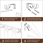 1” Diameter Matte Black Curtain Rod Itself is 30-60 inch 2 Pack, Fit 30 to 56 - Image 5